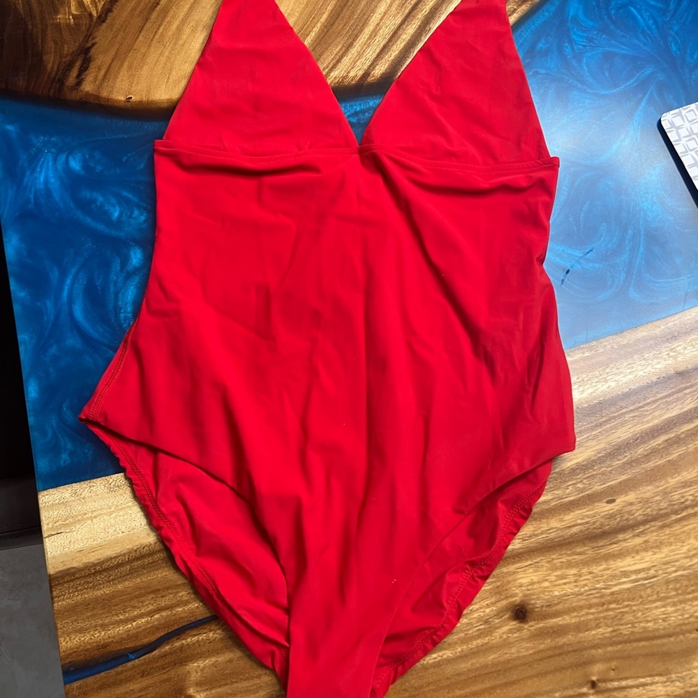 Brand new Burberry bathing suit in bright red , perfect for the summer!